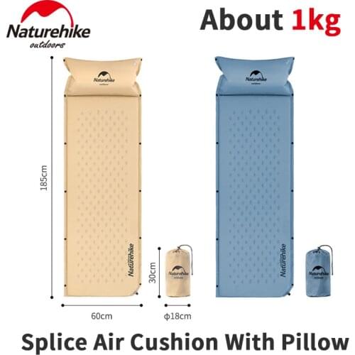 Naturehike Outdoor Sleeping Mat With Pillow Inflatable Tent Sleeping Pad Camping Foldable Portable Splicing Picnic Sleeping Mat