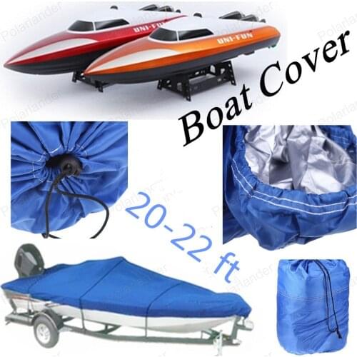 Wholesale Waterproof 210D fishing Boat Cover for 20-22ft Beam 100'' Fish Ski V-Hull UV Snow Protected Blue Boat Cover