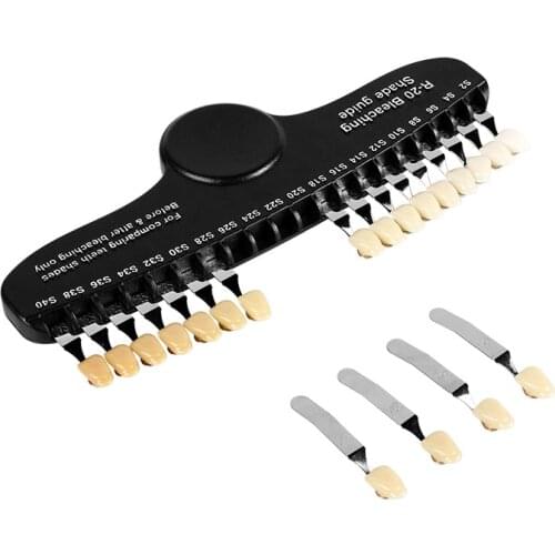 20 Colors Teeth Whitening Shade Guide Palette for Comparison With Mirror