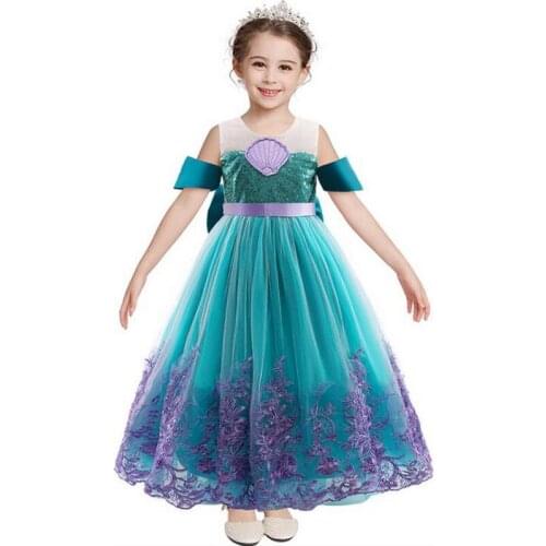 Girls Mermaid Dress Summer Fancy Princess Cosplay Costume Vestidos Gown Kids Halloween Birthday Carnival Party Outfit Clothing