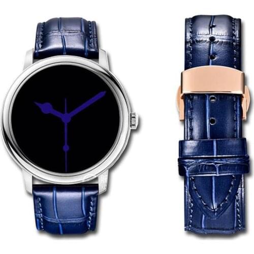 Durable Blue Genuine Leather Strap 15 17 19 20 21 23mm Calfskin Watchband Deployment Buckle For Citizen Tudor Armani Patek Watch