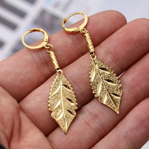 Wando 24k Gold Color Earrings for Women Gold Dubai Bride Wedding Ethiopian Africa Earrings Arab Jewelry Gold Charm Earring