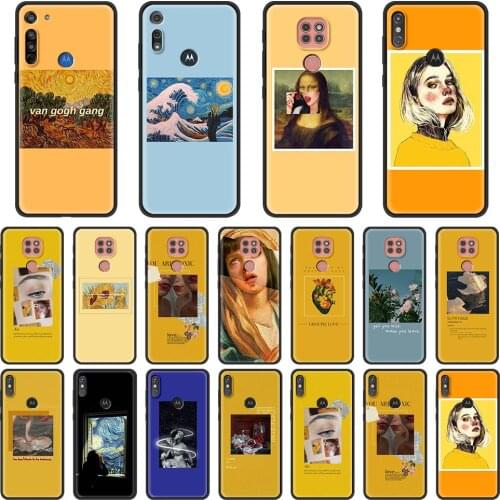 Silicone Soft Case For Motorola Fusion G8 Power Lite One Hyper G9 G E7 Play Edge Plus E6s Capa Cover van Gogh Mona Lisa art