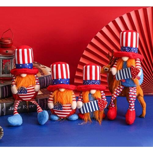 Cute Home Decoration American Independence Day Faceless Long Short Leg Doll Decorations Cute round Cap Dwarf Elf Doll Ornaments