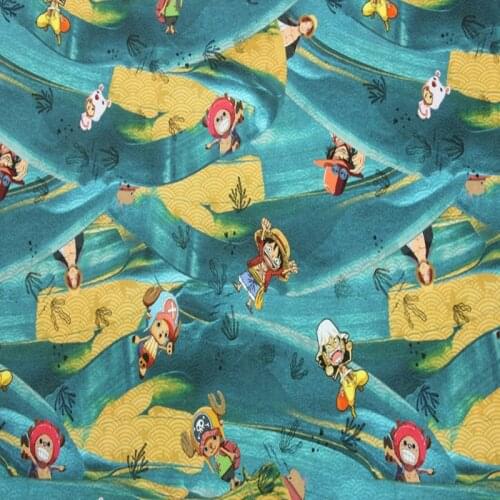 Cartoon ONE PIECE Pirates Print Print 100% Cotton Fabric for Boy Clothes Bedding Set Hometextile Cushion Cover Backpack DIY