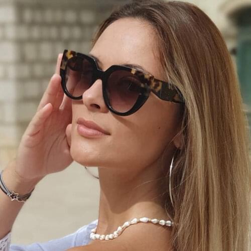 Leopard Cat Eye Sunglasses Women Fashion Luxury Brand Big Frame Gradient Sun Glasses For Female Vintage Oversized Shades UV400