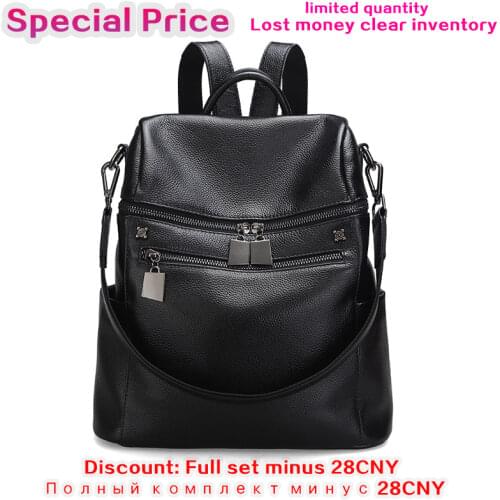 Special offer Price Genuine Leather White Women' Backpack First Layer Cow Leather Female Shopping Backpacks Cowhide Bag