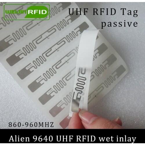 UHF RFID tag sticker Alien 9640 wet inlay 915mhz 900 868mhz 860-960MHZ Higgs3 EPCC1G2 6C smart adhesive passive RFID tags label