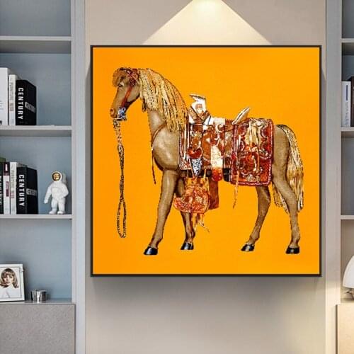Vintage Saudi Classic Animal Wall Art Painting Abstract Horse Canvas Poster Print Luxury Wall Picture for Living Room Home Decor