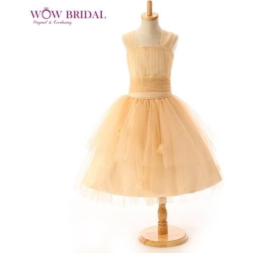Wowbridal Yellow Flower Girl Dresses Kids Prom Dresses First Communion Dresses for Girls Beauty Pageant Dresses SH0006