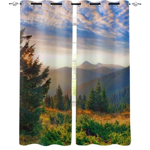Sunset Mountain Peak Autumn Window Curtains Living Room Bedroom Kitchen Curtain For Children Drapes Window Treatment