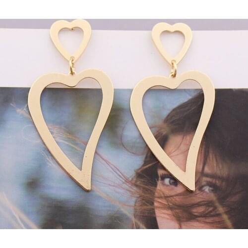New Fashion Statement Earrings Popular Geometric Hollow Heart Earrings For Women Handmade Hanging Dangle Earring Jewelry