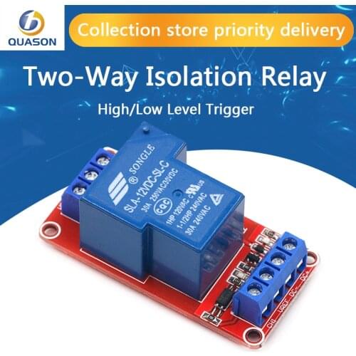 1PCS 5V 30A Two-way isolation relay module High/low level trigger 5V 30A 1-Channel Relay Module+Electronic With Optocoupler