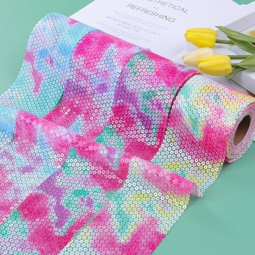 10yard 60mm Colorful Tie Dye Gradient Sequin Embroidery Organza Stain Ribbon DIY Crafts Sewing Material Gift Bow Packaing RIbbon