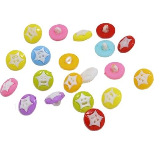 100PCS 15mm Plastic Mixed Colour Star Button With Shank For Baby Clothing Sewing accosseries Craft And DIY Button AK-10-15