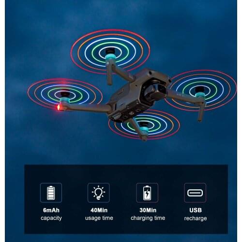2 Pairs LED Lights Flash Propeller 7238 rechargeable Propeller Night Flying For DJI Mavic Air 2 Propeller Extension Accessories