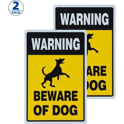 2-Pack Beware of Dog Sign, 12*8 inch, UV Printed, Easy to Mount Weather Resistant