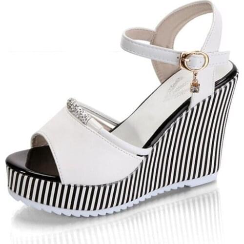 2019 summer womens platform wedges Waterproof Sandals 10cm Super high heel women Shoes Gingham PVC Sandals.HYKL-922