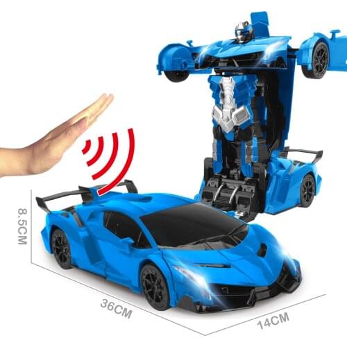 36CM 2.4Ghz Induction Transformation RC Robot Car 1:12 Deformation Remote Control Toy Led Fightint Robot Model Gift for Children
