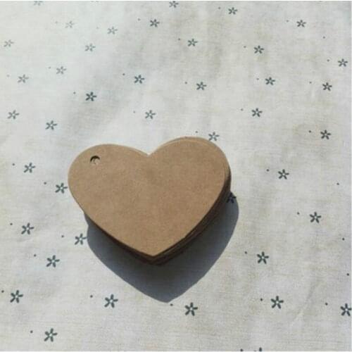 6.5*5cm Classic Lovely Love-heart Shape Kraft Paper Small Label Clothing Decoration Accessories Tag With Hemp Rope 300pcs/lot