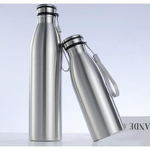 650/1000ml Portable Outdoor Water Bottle Stainless Steel Large Capacity Single Wall Hot Cold Water Bottle Insulated Vacuum Cup