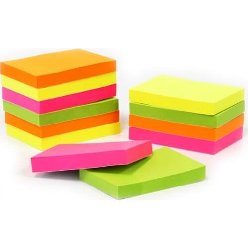 9084 Color Paste Fluorescent Paper Signature Paper Message Convenience N Paste 76*51mm Sticky Notes Stationery Memo Pad