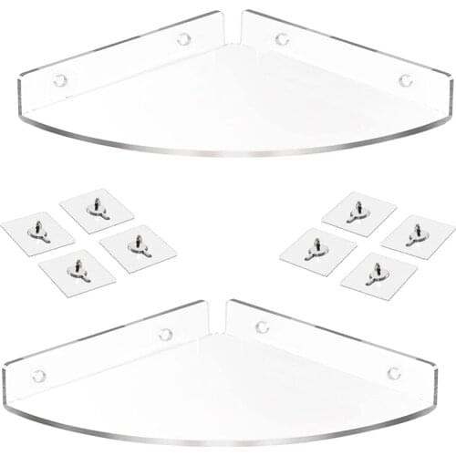 Acrylic Corner Shower Caddy, 2 Pack Adhesive Shower Corner Shelves for Wall Mounted No Drilling