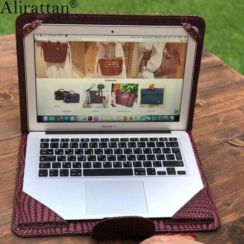 Alirattan New Laptop Sleeve Bag Notebook Case Cover Pouch For 13.3 inch Macbook Python Ostrich Crocodile Pattern Laptop Holder