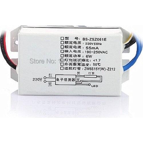 Straight tube UV lamp ballast,Disinfection cabinet electronic ballast,220V 6W Electronic ballast,J16753