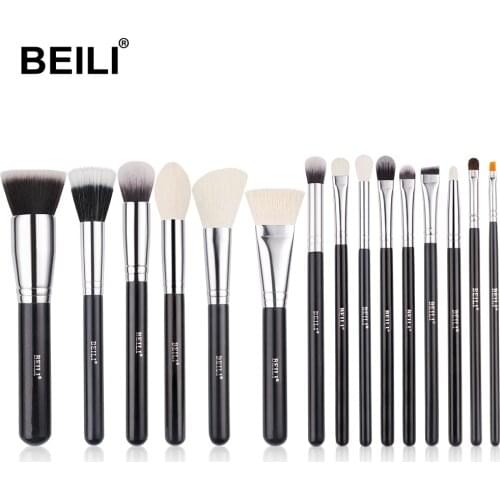BEILI Premium Natural Professional Black Makeup Brushes Goat Pony hair Eyeshadow Powder Blusher Contour Makeup Brush Set