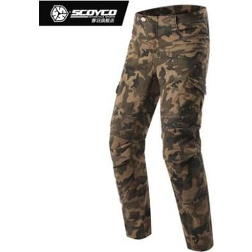 2018 SCOYCO P043 Motorcvycle racing trousers Camouflage Moto Leisure pantalones protective jeans CE knee pads Rider riding pants