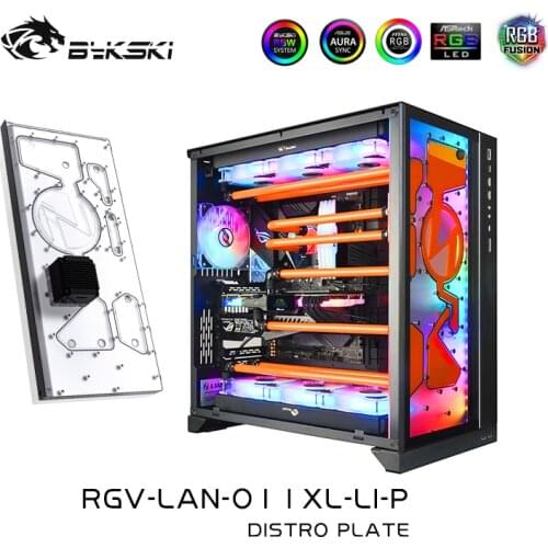 Bykski RGV-LAN-O11XL-LI-P,Waterway board Front Distro Plate For LIANLI O11 Dynamic XL Case,PC Water cooling kits Solution