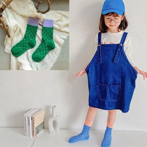 Baby Socks Vintage Plaid Calf Socks Boys Girls Toddler Contrast Color Classic Grid In Tube Socks Children Kids Long Socks 1-5Y