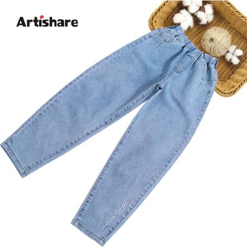 Jeans For Girls Embroidery Pattern Kids Jeans Girls Casual Style Jeans For Kids Spring Autumn Childrens Clothing 6 8 10 12 14