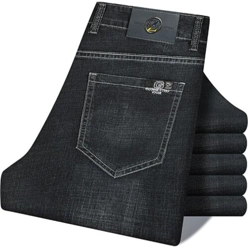 High-End Brand MenS Slim Jeans 2021 Spring Summer Business Casual Straight-Leg Pants Male Autumn Winter Stretch Denim Trousers