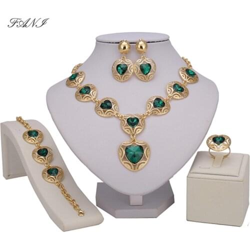 Fani Exquisite Dubai Gold colorful Luxury Jewelry set Brand Nigerian Wedding African Beads Jewelry Set women Costumer Design