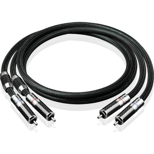 Hifi 7N OCC Copper Silver Plated 2RCA Male to Male Audio Cable With Self-locking Plug