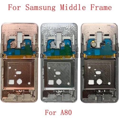 Housing Middle Frame LCD Bezel Plate Panel Chassis For Samsung A80 A805 A90 5G A908 Phone Metal Middle Frame Replacement Parts