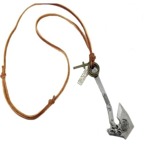 Hot selling male gift necklace axe alloy pendant cowhide necklace lovers necklace wholesale hip hop halloween The sword