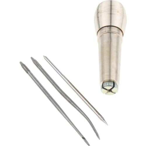 Copper Handle with 3 Needle Kit Leather Craft Sewing Awl Hand Stitcher Tools
