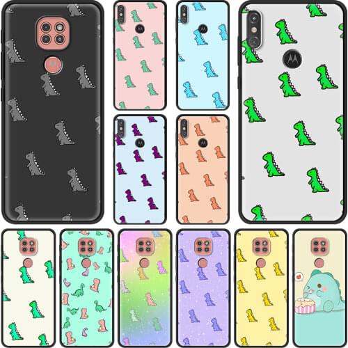 Cute dinosaur Phone Case for Motorola Moto G9 Plus Play One Fusion Hyper G8 Power Lite Edge E6s G Stylus Black Cover
