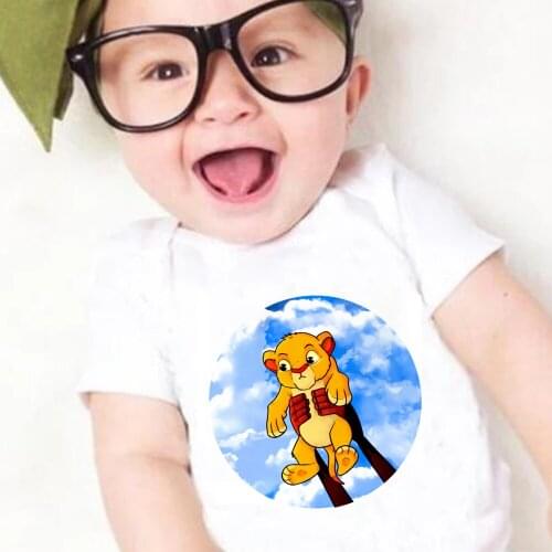 Disney Fashion Cute The Lion King Simba Cartoon Print Casual Toddler Bodysuits Harajuku Short Sleeve Girl Boy Baby Jumpsuit