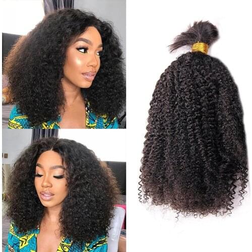 Mongolian Afro Kinky Curly Human Hair Bulk For Braiding No Weft Kinky Curly Human Hair Bundles Extensions For Black Women 100g