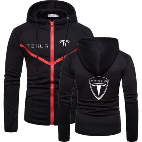 2021 New TESLA Zipper Brand Hoodies Men Fitness Sweatshirts Solid Color England Style Muscle Sportswear Coat