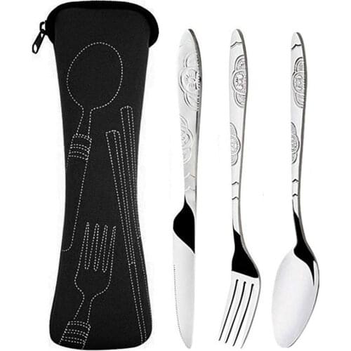 NEW Travel Cutlery Tableware Zipper Bag Outdoor Travel Camping Recyclable Cutlery Pouch Chopsticks Spoon Cloth Storage Bag