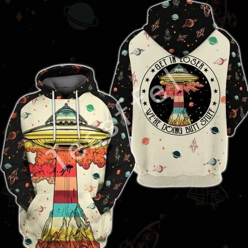 Tessffel speaceship NewFashion I hate people Love camping Harajuku casual cartoon 3DPrint Zipper/Hoodies/Sweatshirts/Jacket S-1