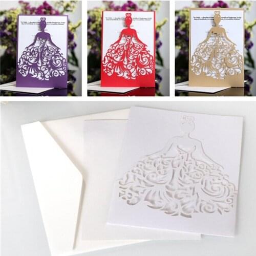 100pcs Beautiful princess Invitations European Girl Laser Cut Wedding Invitations Holiday Birthday Greeting Card Cover decor