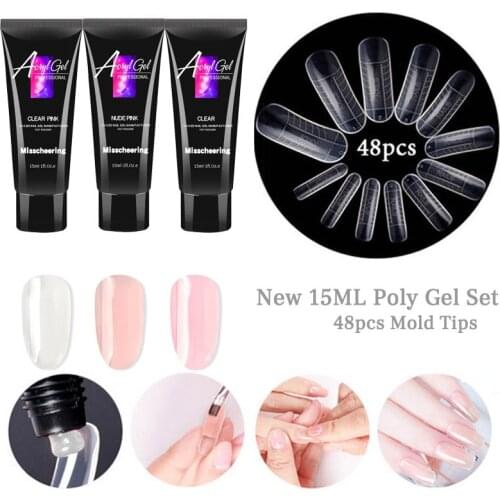 3colors Poly Nail Gel Finger Extension Crystal Jelly Poly Nail Gel 48pcs Tips Camouflage UV LED Hard Gel Acrylic Builder Gel