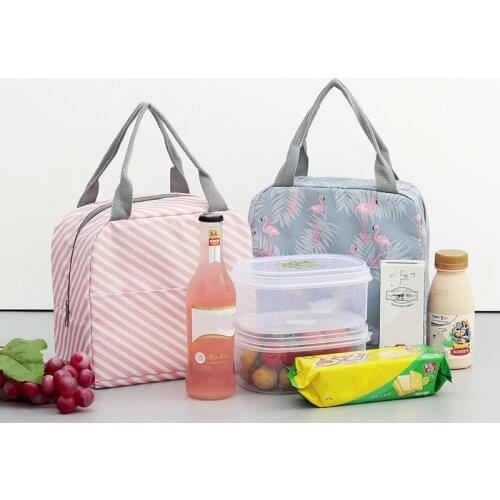 Food Picnic Lunch Bags for Women Kids Functional Pattern Cooler Lunch Box Portable Insulated Canvas Lunch Bag Thermal
