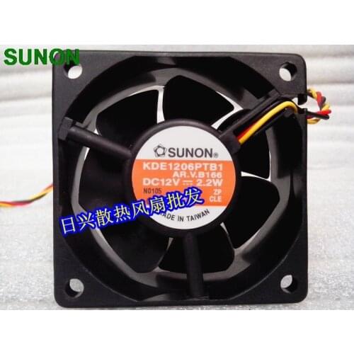 For Sunon KDE1206PTB1 6025 6cm 60mm DC 12V 2.2W three -wire fan